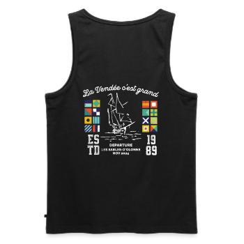 Vendée race around the globe - Men's Premium Organic Tank Top - black - Back - AI Model Male 178 light (178cm)