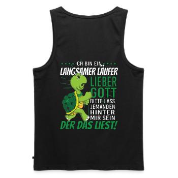 Langsamer Läufer Schildkröte laufen Joggen Lachen - Männer Premium Bio Tank Top - Schwarz - Hinten - AI Model Male 178 light (178cm)