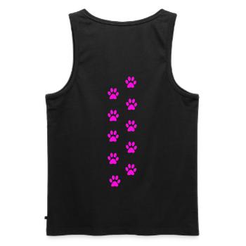 Motif d’empreintes de pattes de chat roses - Débardeur bio Premium Homme - noir - Dos - AI Model Male 178 light (178cm)