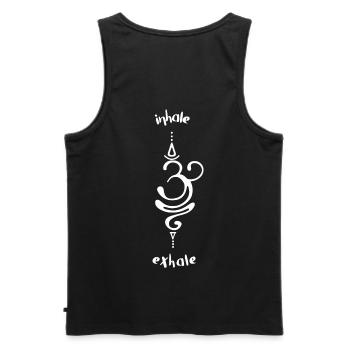 Breath Symbol Inhale Exhale Back Print Yoga Lover - Men's Premium Organic Tank Top - black - Back - AI Model Male 178 light (178cm)