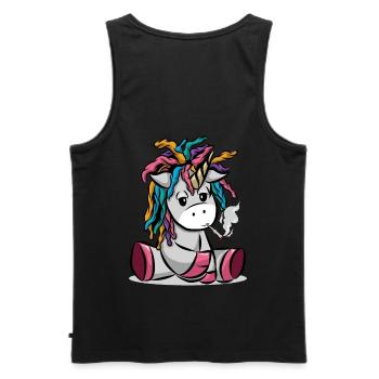 Fumer une licorne avec joint - Débardeur bio Premium Homme - noir - Dos - AI Model Male 178 light (178cm)