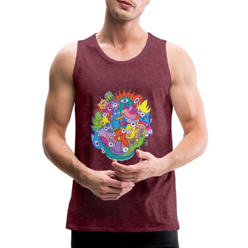 Crazy parade of ugly, funny and colorful monsters - Men's Premium Tank Top