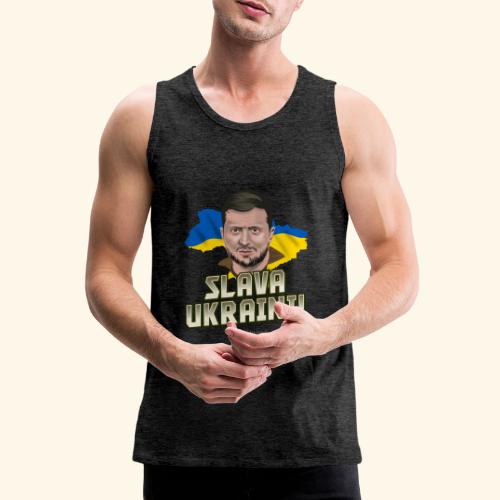 Zelensky Porträt und Slogan Ruhm der Ukraine - Männer Premium Tank Top