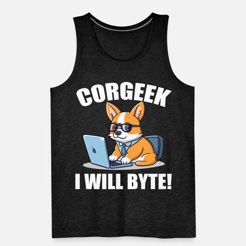 Corgi mit Brille I Will Byte Computerfreak Corgeek Männer Premium Bio Tank Top