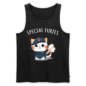 Uniforme militaire général Fart Cat spécial - Débardeur bio Premium Homme - charbon - Devant - AI Model Male 185 dark (185cm)