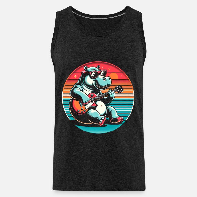 Nilpferd E-Gitarre - Männer Premium Bio Tank Top - Anthrazit