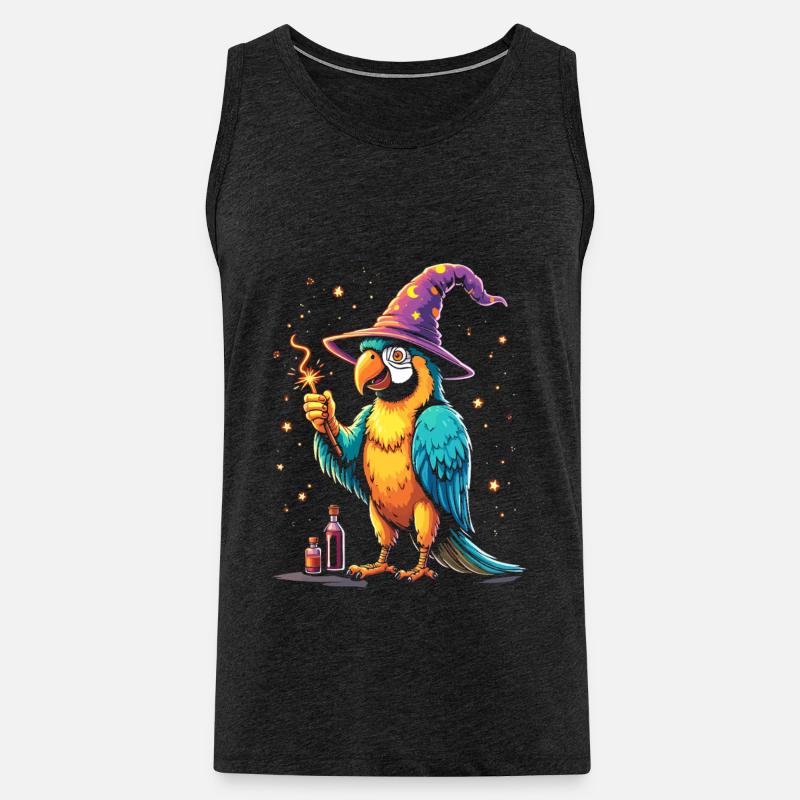 Zauberer Papagei Squaaawk Abrakadabra! Halloween-Vogel - Männer Premium Bio Tank Top - Anthrazit