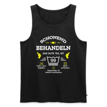 HANDLE MIT SORGFALT – 99 JAHRE PERFEKTION - Männer Premium Bio Tank Top - Anthrazit - Vorne - AI Model Male 185 dark (185cm)