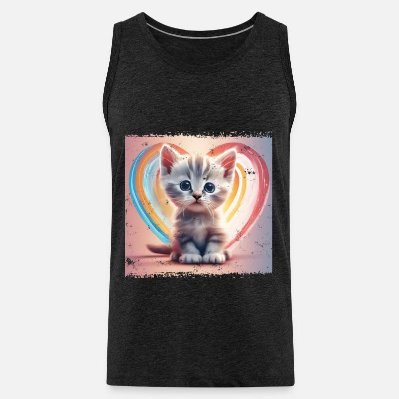 Herzliche Katze - Männer Premium Bio Tank Top - Anthrazit
