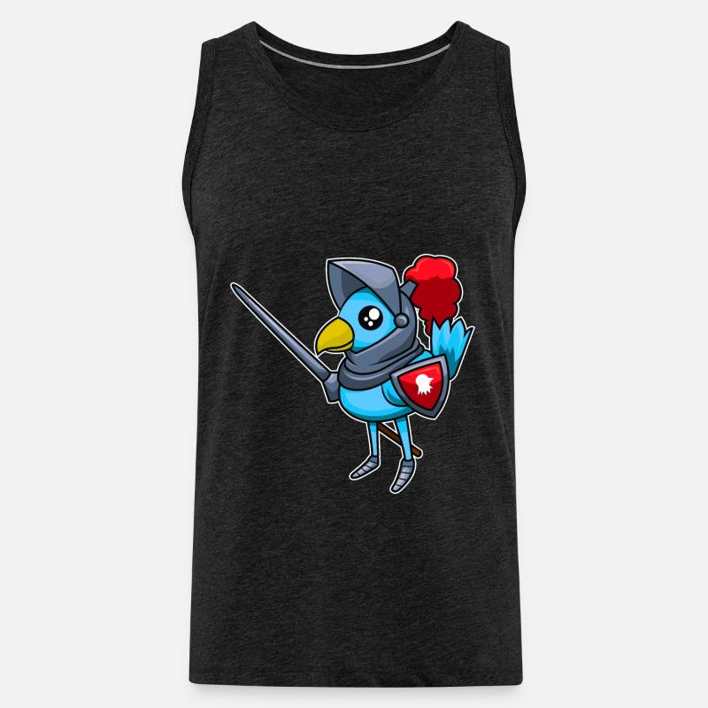 Vogel in Ritterrüstung - Männer Premium Bio Tank Top - Anthrazit