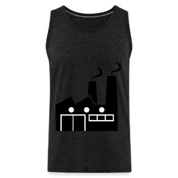 Abstract geometric line art of a factory - Men's Premium Organic Tank Top - charcoal grey - Front - AI Model Male 185 dark (185cm)