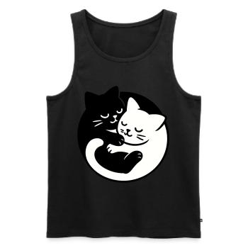 Chats Yin-Yang - Débardeur bio Premium Homme - charbon - Devant - AI Model Male 185 dark (185cm)