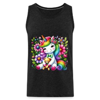 Regenbogen Einhorn Blumentraum - Männer Premium Bio Tank Top - Anthrazit - Vorne - AI Model Male 185 dark (185cm)