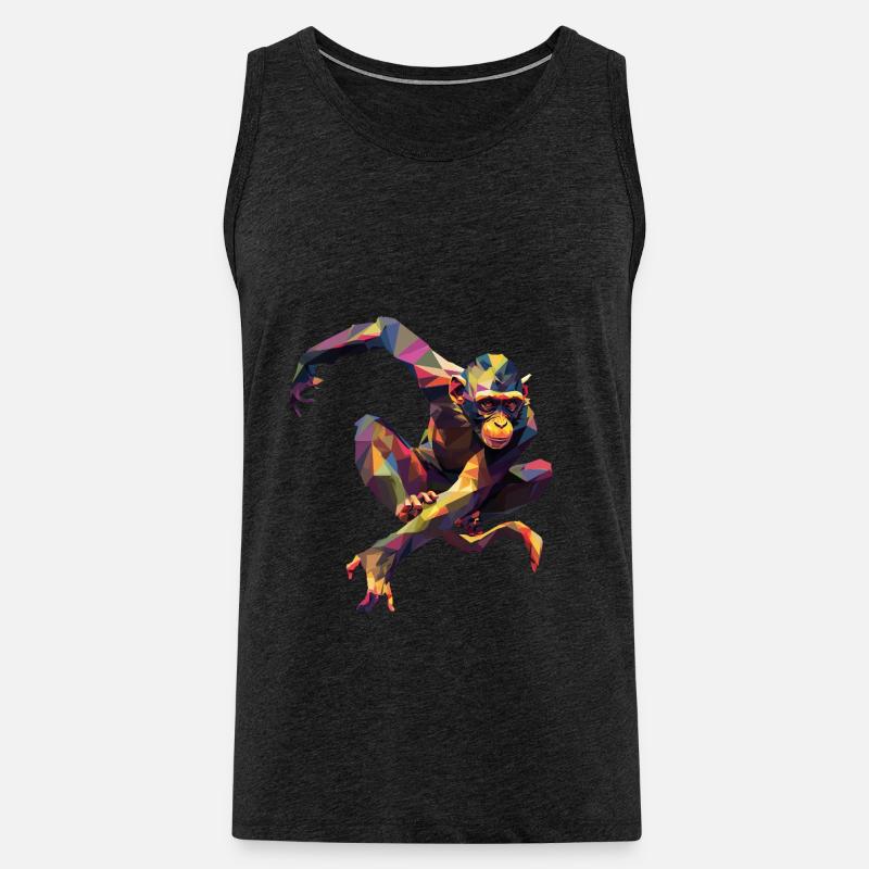Geometrischer bunter Affe - Männer Premium Bio Tank Top - Anthrazit