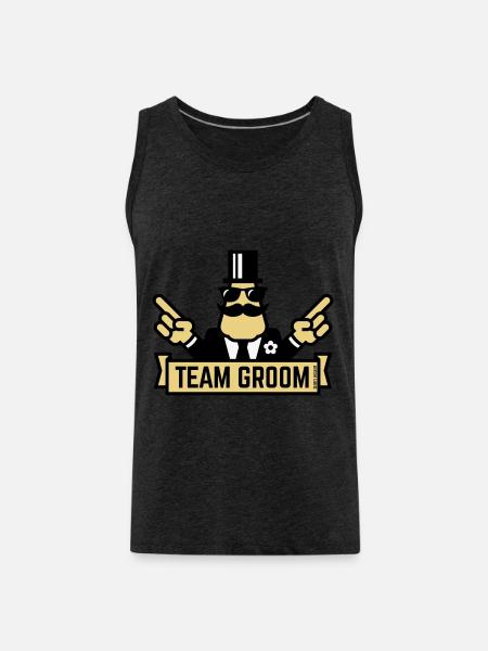 Team Groom (Pointing Stag Night Bachelor Party 3C) - Men's Premium Organic Tank Top - charcoal grey