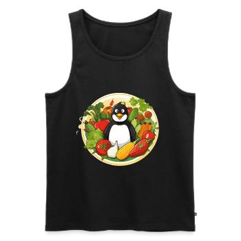 Pinguin im Gemüseparadies - Männer Premium Bio Tank Top - Anthrazit - Vorne - AI Model Male 185 dark (185cm)