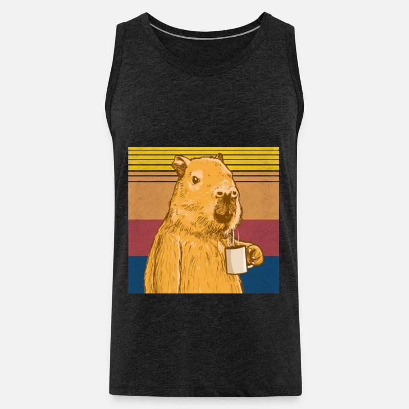 Capybara mit Kaffee - Männer Premium Bio Tank Top - Anthrazit