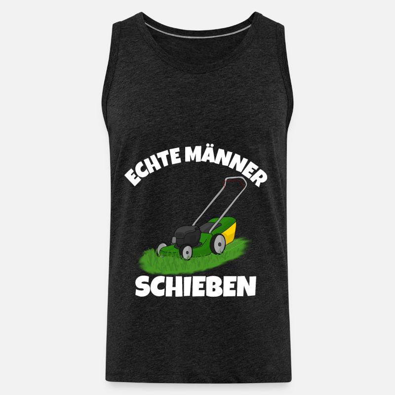 Echte männer schieben Rasenmäher - Männer Premium Bio Tank Top - Anthrazit
