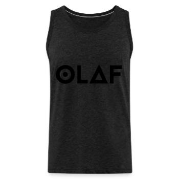First name Olaf - Men's Premium Organic Tank Top - charcoal grey - Front - AI Model Male 185 dark (185cm)