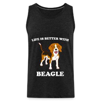 Life is better with beagle - Débardeur bio Premium Homme - charbon - Devant - AI Model Male 185 dark (185cm)