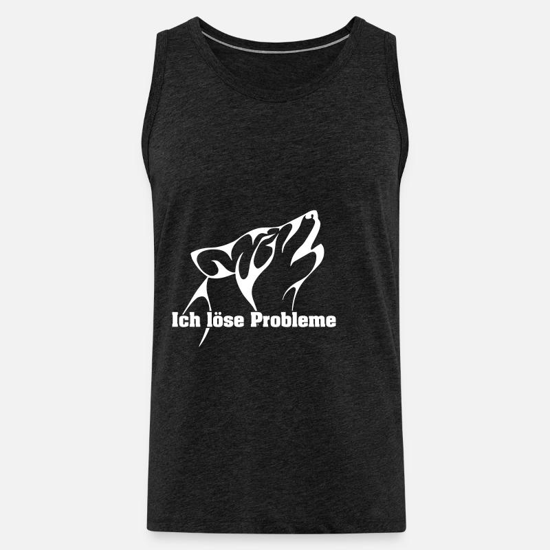 The wolf solves problems - Men's Premium Organic Tank Top - charcoal grey