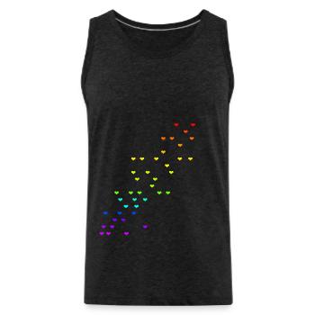 Herzen bunt Regenbogen Farben Geschenkidee - Männer Premium Bio Tank Top - Anthrazit - Vorne - Alexander (188cm)