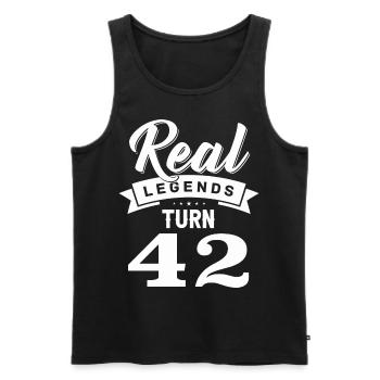Real Legends fête ses 42 ans, 42 ans - Débardeur bio Premium Homme - charbon - Devant - AI Model Male 185 dark (185cm)
