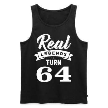 Real Legends Turn 64, 64 Birthday - Men's Premium Organic Tank Top - charcoal grey - Front - AI Model Male 185 dark (185cm)