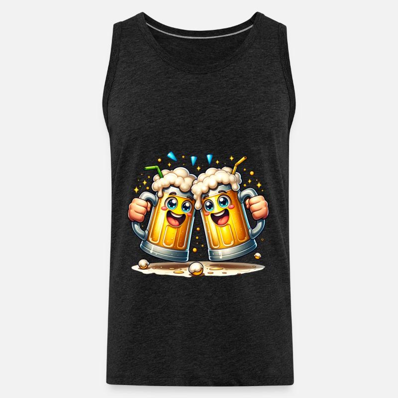 Fröhliche Bierkrüge mit Schaum - Männer Premium Bio Tank Top - Anthrazit