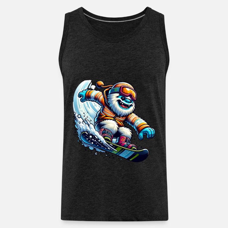 Fröhlicher Yeti Snowboard Abenteuer - Männer Premium Bio Tank Top - Anthrazit