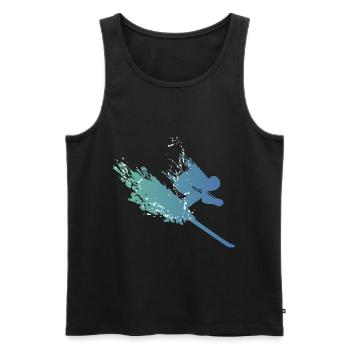 skiing winter sports skiing holiday skier wint - Men's Premium Organic Tank Top - charcoal grey - Front - AI Model Male 185 dark (185cm)