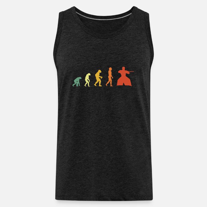 Retro Aikido Evolution - Männer Premium Bio Tank Top - Anthrazit