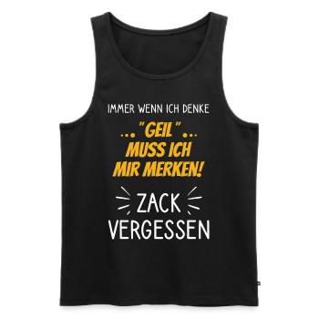 Geil muss ich mir merken - Zack vergessen - Männer Premium Bio Tank Top - Anthrazit - Vorne - AI Model Male 185 dark (185cm)