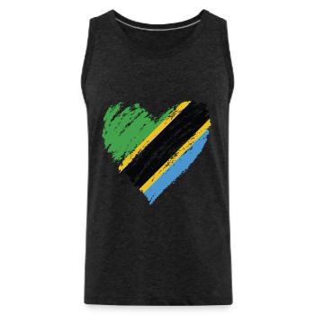 tanzania - Men's Premium Organic Tank Top - charcoal grey - Front - AI Model Male 185 dark (185cm)