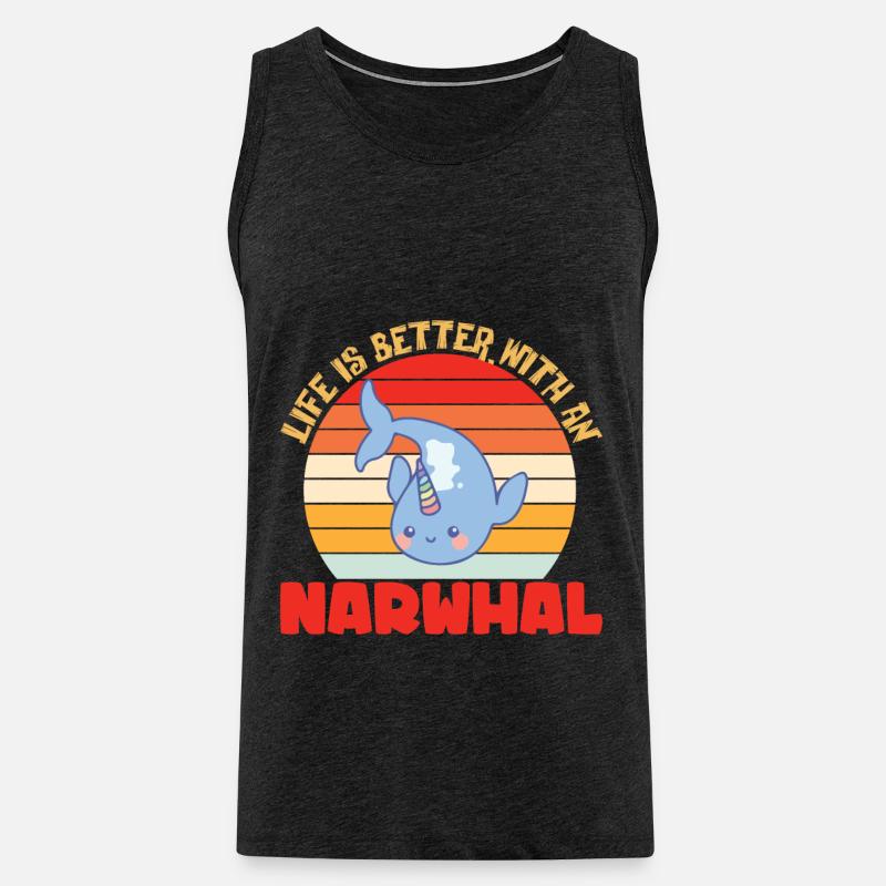 Narwal Einhorn Wal Geschenk - Männer Premium Bio Tank Top - Anthrazit