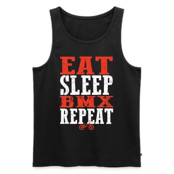 Manger dormir Bmx Répéter - Débardeur bio Premium Homme - charbon - Devant - AI Model Male 185 dark (185cm)