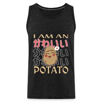 I Am Kawaii Potato Funny Anime Potato - Men's Premium Organic Tank Top - charcoal grey - Front - Alexander (188cm)
