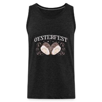 Oyster Whisperer Shucking Buddy - Men's Premium Organic Tank Top - charcoal grey - Front - AI Model Male 185 dark (185cm)