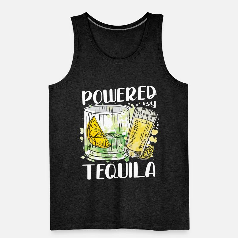 Powered By Tequila Alcoholic Tequila Drinker Men's Premium Organic Tank Top