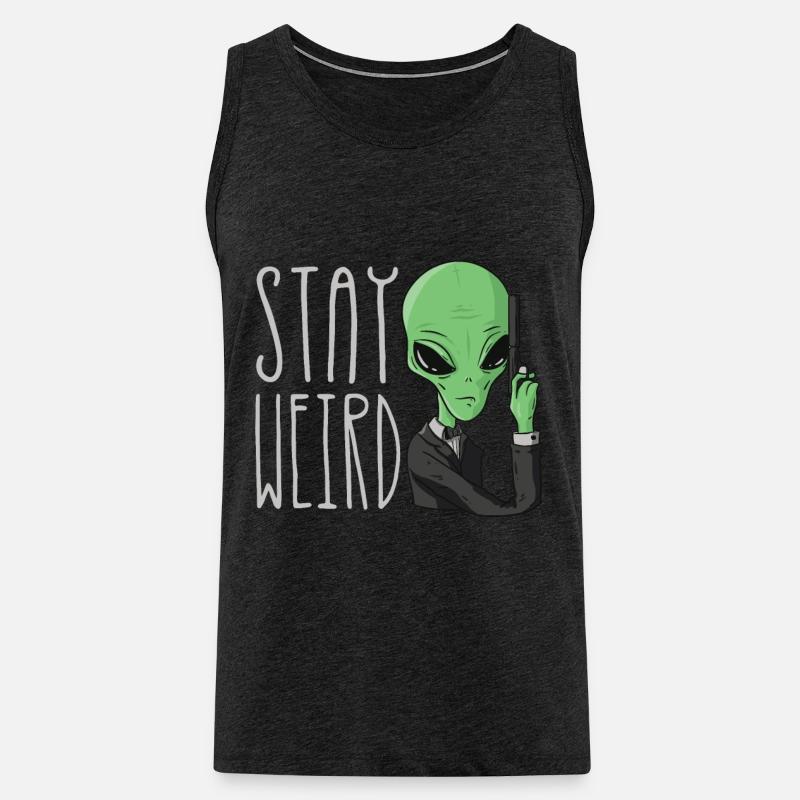 Restez étrange extraterrestre alien - Débardeur bio Premium Homme - charbon