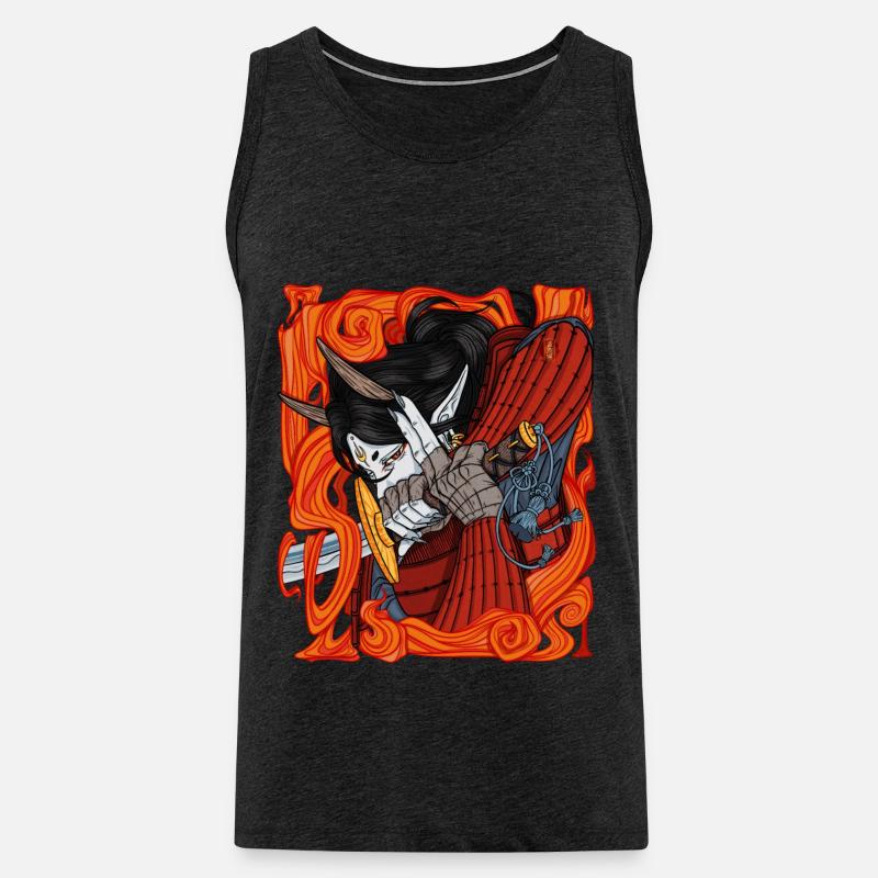 Samurai-Dämonenkrieger - Männer Premium Bio Tank Top - Anthrazit