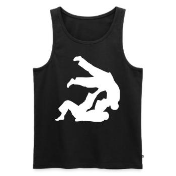 Brazilian Jiu-Jitsu BJJ - Men's Premium Organic Tank Top - charcoal grey - Front - AI Model Male 185 dark (185cm)