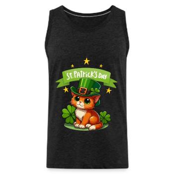 Chat de la Saint-Patrick Shamrock chanceux mignon - Débardeur bio Premium Homme - charbon - Devant - Alexander (188cm)