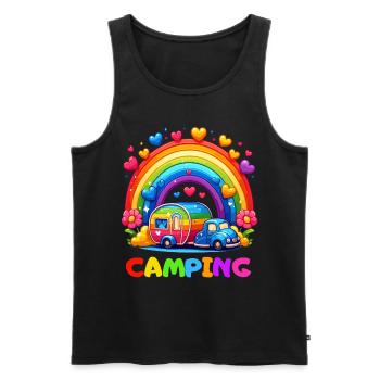 Camping Regenbogen Campingplatz Glück Camper Herz - Männer Premium Bio Tank Top - Anthrazit - Vorne - AI Model Male 185 dark (185cm)