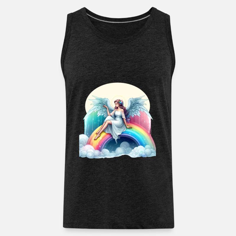 Engel auf Regenbogen - Männer Premium Bio Tank Top - Anthrazit
