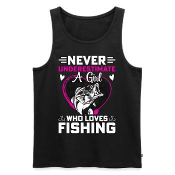 Unterschätzen Sie niemals ein Mädchen, das das Angeln liebt - Männer Premium Bio Tank Top - Anthrazit - Vorne - AI Model Male 185 dark (185cm)