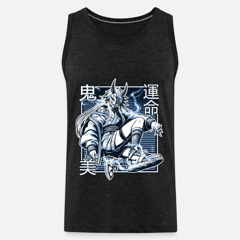 Blauer Kunoichi-Dämon - Männer Premium Bio Tank Top - Anthrazit