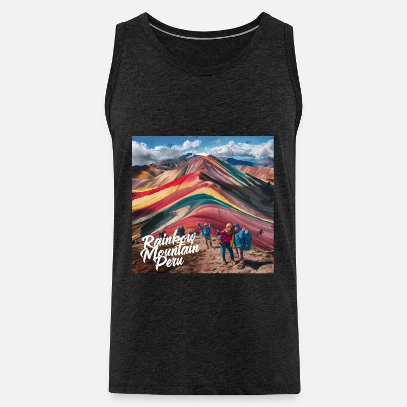 Rainbow Mountain Peru - Männer Premium Bio Tank Top - Anthrazit