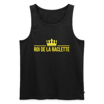 roi de la raclette | fromage fondu | hiver - Débardeur bio Premium Homme - charbon - Devant - AI Model Male 185 dark (185cm)