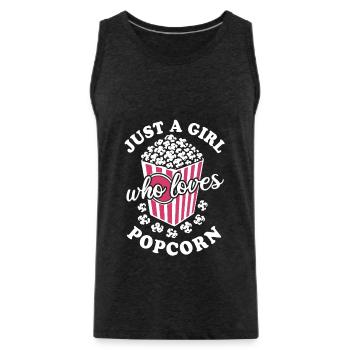 Just a girl who loves popcorn - crispy & delicious - Men's Premium Organic Tank Top - charcoal grey - Front - Alexander (188cm)